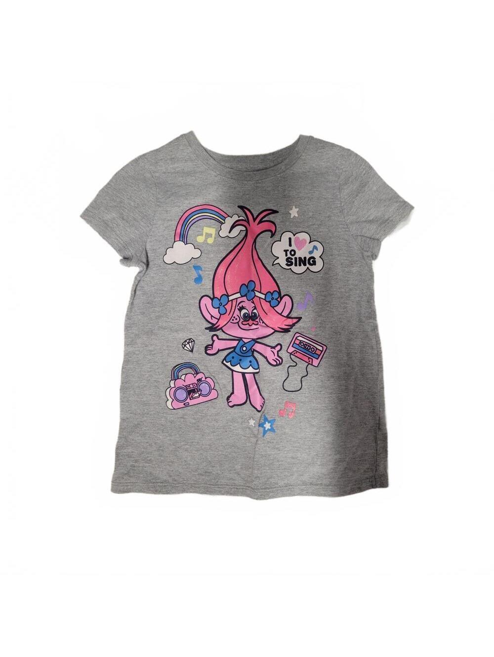 Jumping Beans Trolls Poppy Gray Graphic Short Sleeve Tee Girls Size 7